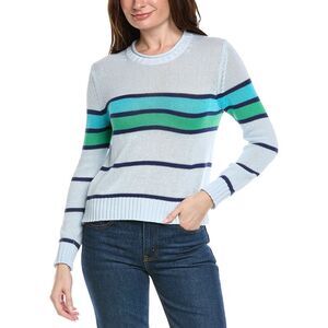 Hannah Rose Womens Tessa Colorful Stripe Cashmere-Blend Sweater, Blue